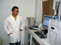 Biochemist in laboratory at Tequilas Finos