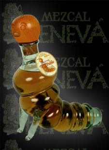 Gusano bottle, Mezcal Beneva