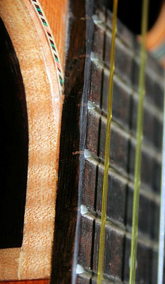 Pono, showing edge of fretboard